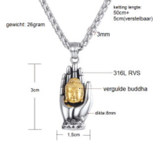 Unisex RVS verstelbaar ketting met en hand hanger spiritueel sieraden cadeau
